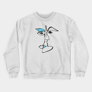 Cubist Line Art Abstract Portrait Crewneck Sweatshirt